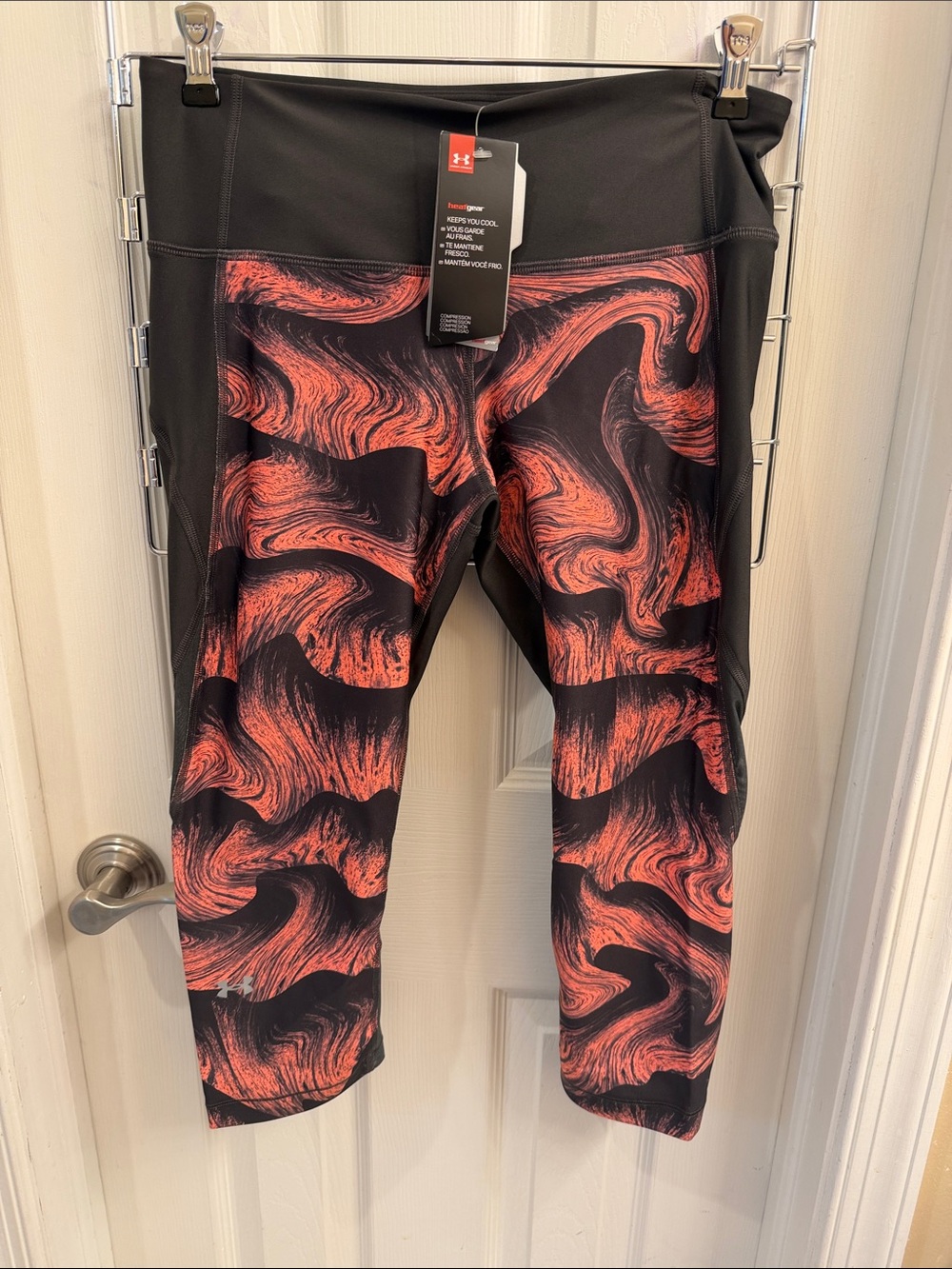 Under Armour Black Leggings with Red Swirl Print